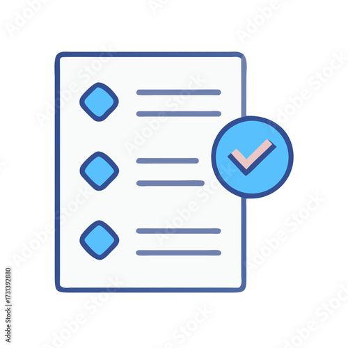 Completed document icon with checkmark for business approval