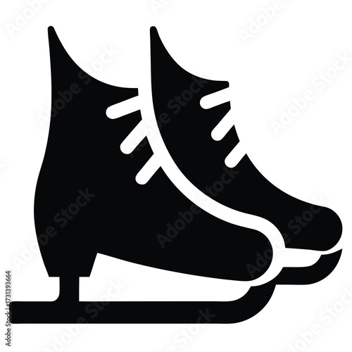 ice skate pair silhouette vector icon