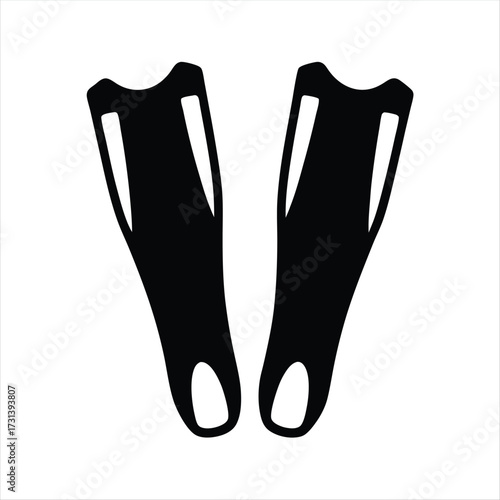 Black silhouette of swimming fins vector illustration on white background