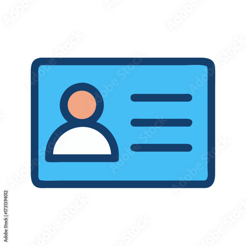 Stylized identity card icon with person and info lines