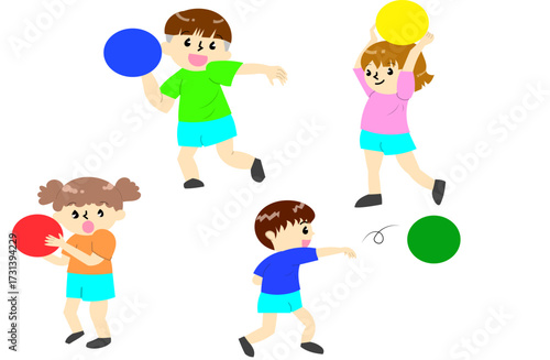 ボール投げをする子ども達