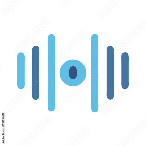 Abstract sound wave icon in gradient blue tones