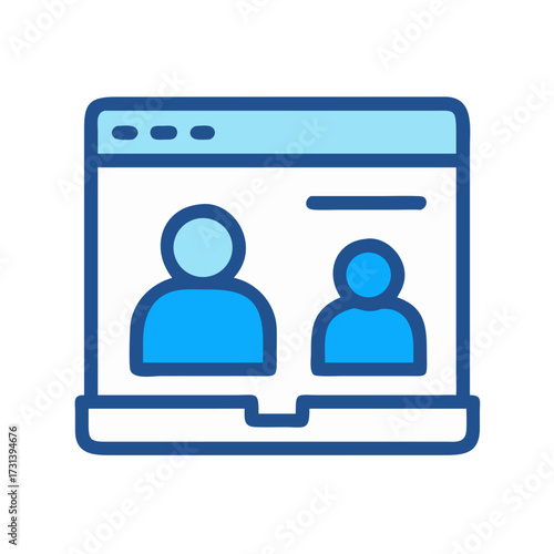 Online collaboration platform icon showcasing user profiles on screen