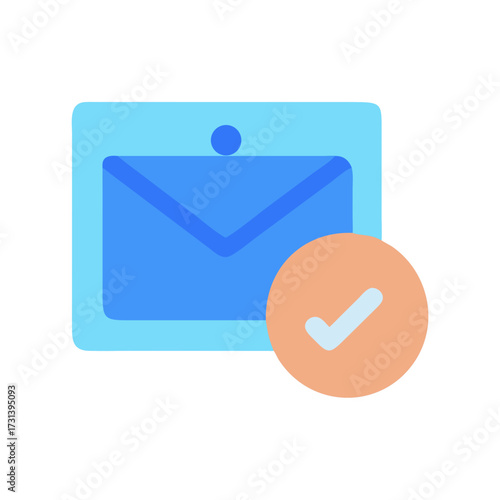 Email confirmation with check mark icon flat illustration style