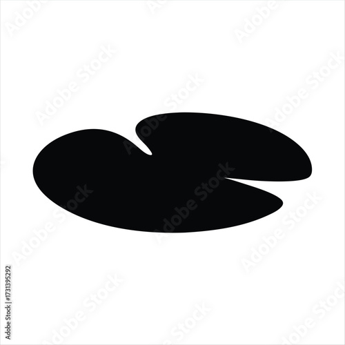 Minimalist water lily pad silhouette, black lotus leaf vector, pond plant icon design