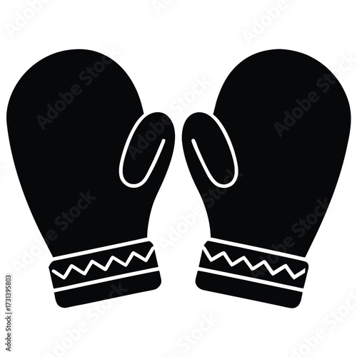 mittens pair silhouette vector icon
