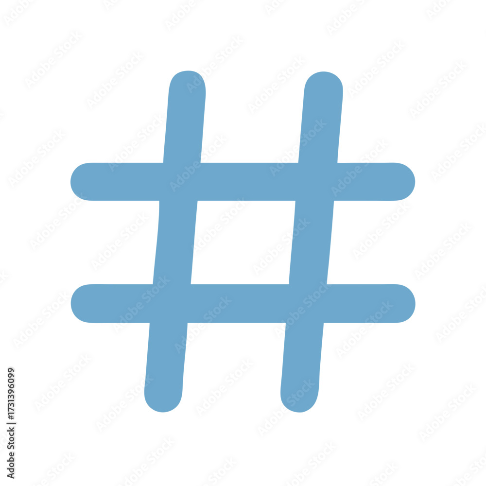 Fototapeta premium Light Blue Hashtag on Black Background, Minimalist Graphic Design