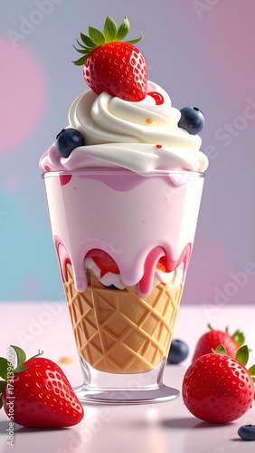 Wallpaper Mural Delicious Strawberry Ice Cream Dessert. Torontodigital.ca