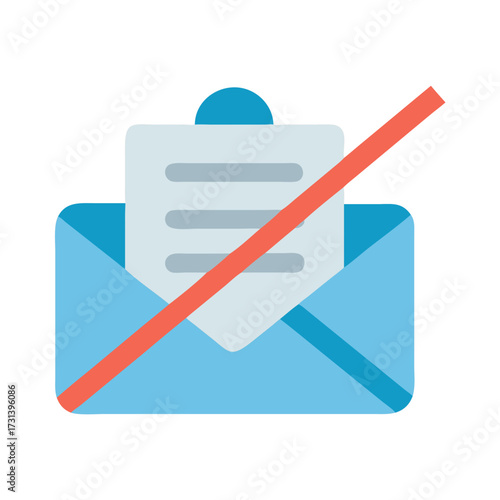 No email flat design icon on black background