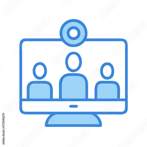 Illustration of video conference on a modern computer screen