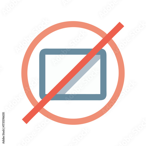 No tablet sign with circle and diagonal bar overlay