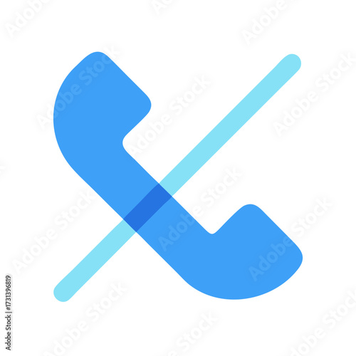 Disconnected telephone receiver icon in blue tones on black