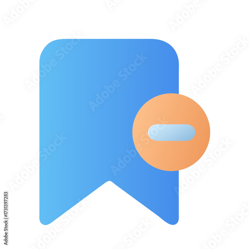 Blue bookmark with remove icon over black background graphic