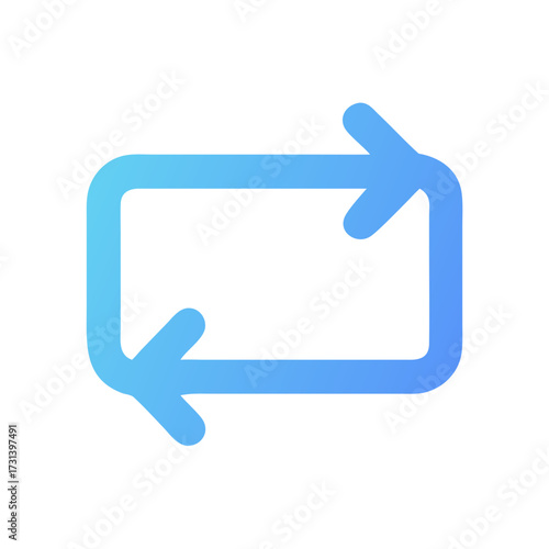 Blue gradient rectangle with looping arrows symbolizing repetition process