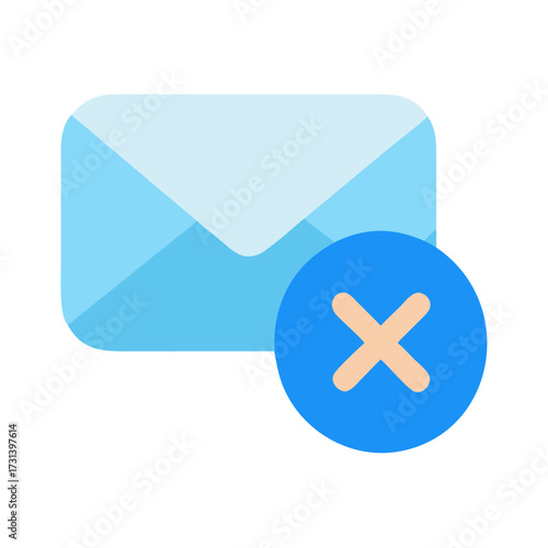 Blue envelope with cancel sign over black background