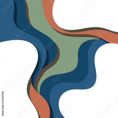 Abstract Vector Design Featuring Flowing Wavy Lines and a Modern, Colorful Composition