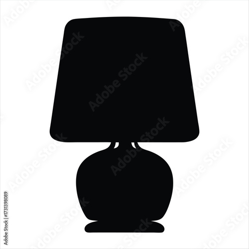 Black Silhouette of a Table Lamp with a Drum Shade Design