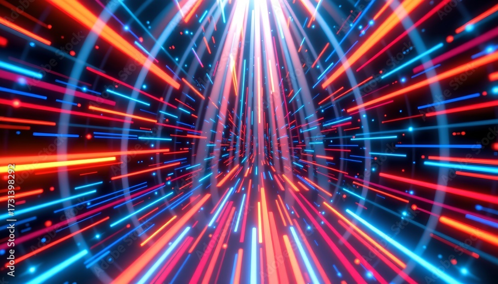Obraz premium This is an artistic rendering of a futuristic tunnel with vibrant colored lights