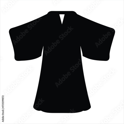 Black Kimono Robe Vector Icon for Fashion, Culture, and Apparel Design