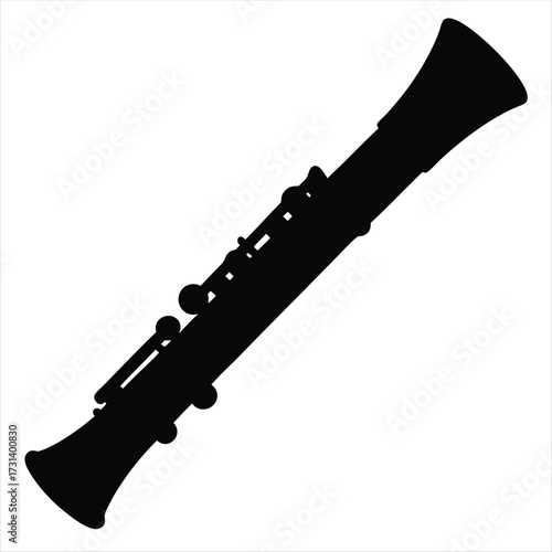 Black Clarinet Silhouette Vector Illustration for Music and Orchestra Designs