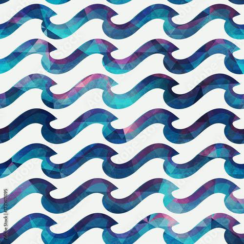 Marine seamless pattern with grunge effect