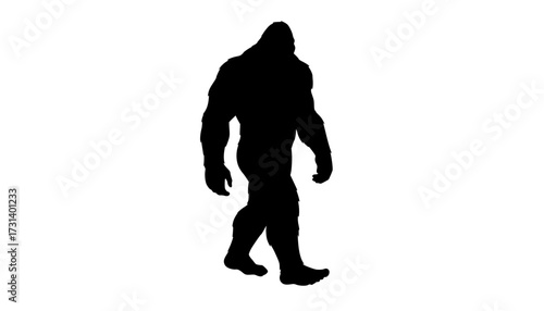 Detailed bigfoot walking forward full body vector silhouette design
