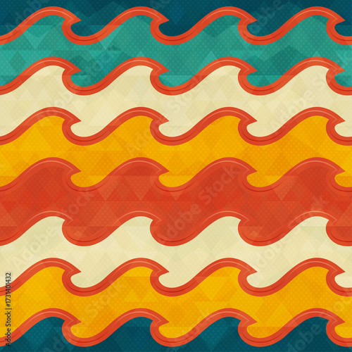 Warm color wave seamless pattern