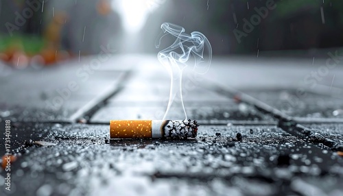 Wallpaper Mural Discarded Cigarette on Pavement. Torontodigital.ca