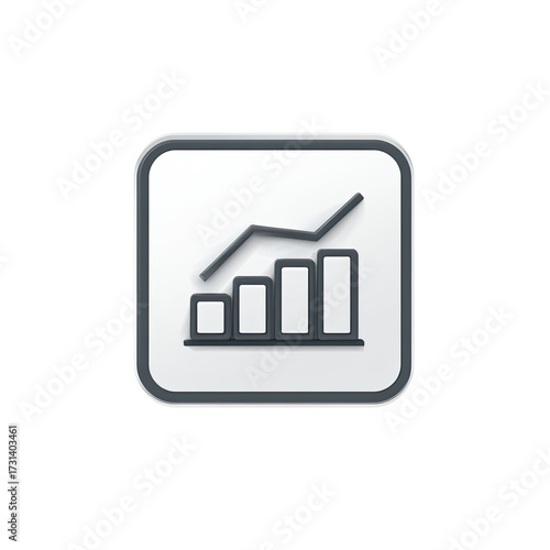 A square, gray-bordered icon displaying a bar graph with an upward-trending line, suggesting growth or progress
