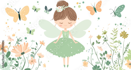 Two charming watercolor illustrations of young girls holding colorful bouquets of flowers