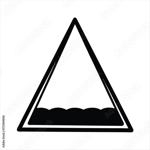 Hazard symbol of a triangular container partially filled with wavy contents