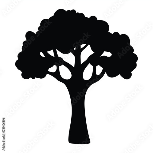 Black silhouette of a deciduous tree vector