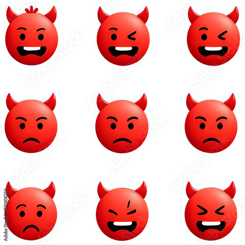 set of 9 three-dimensional new Angry emoticons icons 