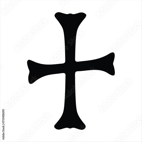 Elegant Silhouette of a Black Maltese Cross on a White Background