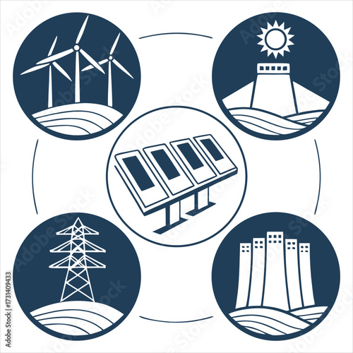 Renewable and Traditional Energy Sources Icons