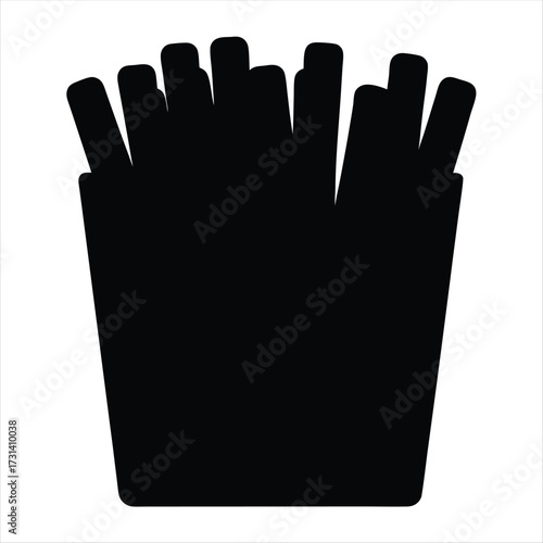 Silhouette of French Fries in a Container, a Classic Fast Food Icon