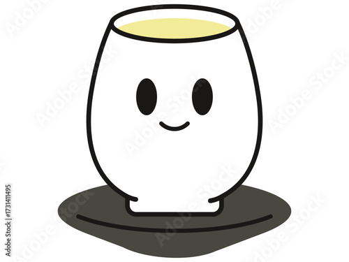 黒デザインの笑顔の茶碗蒸しくん