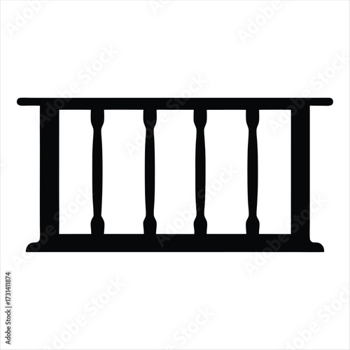 Black Balustrade Fence Vector Icon
