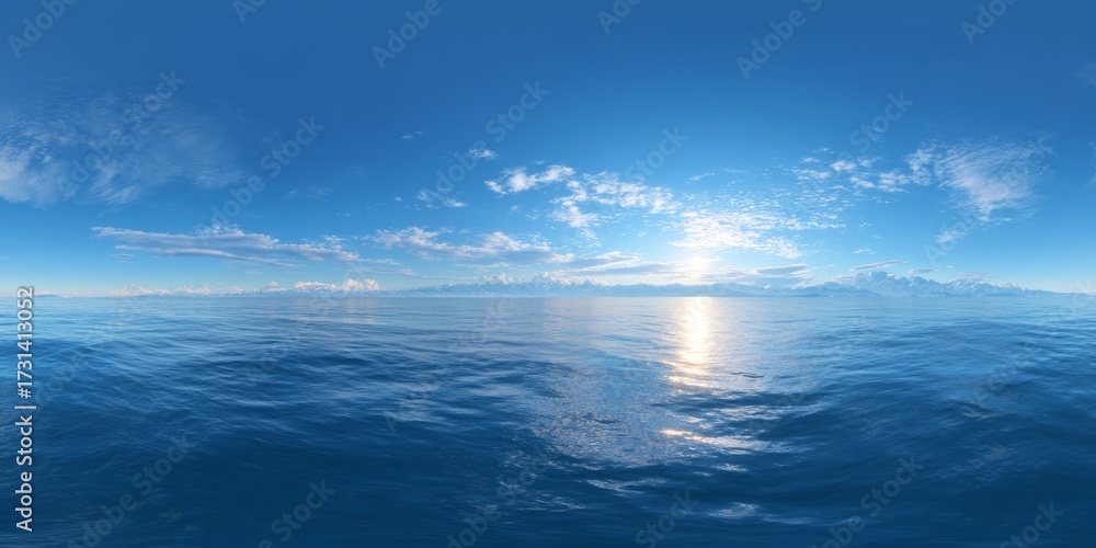 Fototapeta premium Expansive ocean hdr panorama serene seascape tranquil environment aerial view