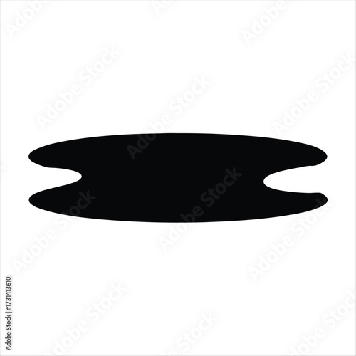 Abstract black shape with concave curves on a white background minimalist illustration