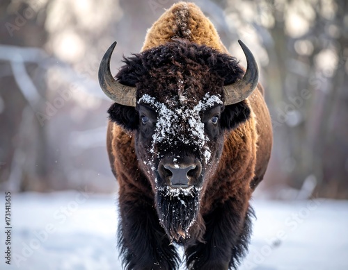 Wallpaper Mural Majestic Bison in Snowy Landscape. Torontodigital.ca