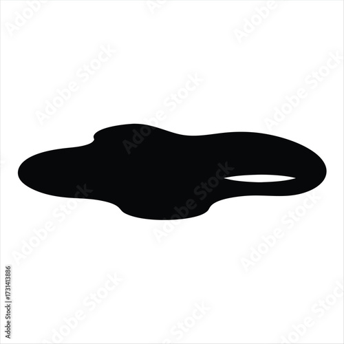 A black cloudlike abstract puddle shape isolated on a white background
