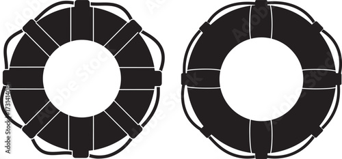 Two life ring silhouettes for water safety
