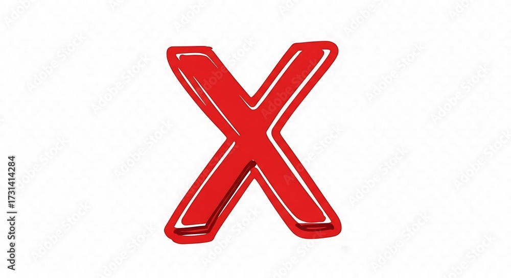 Fototapeta premium Red Letter X, Bold, Simple, Graphic Design.