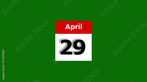April month 29 date calendar icon animation. Modern design calendar symbol background 4k video.