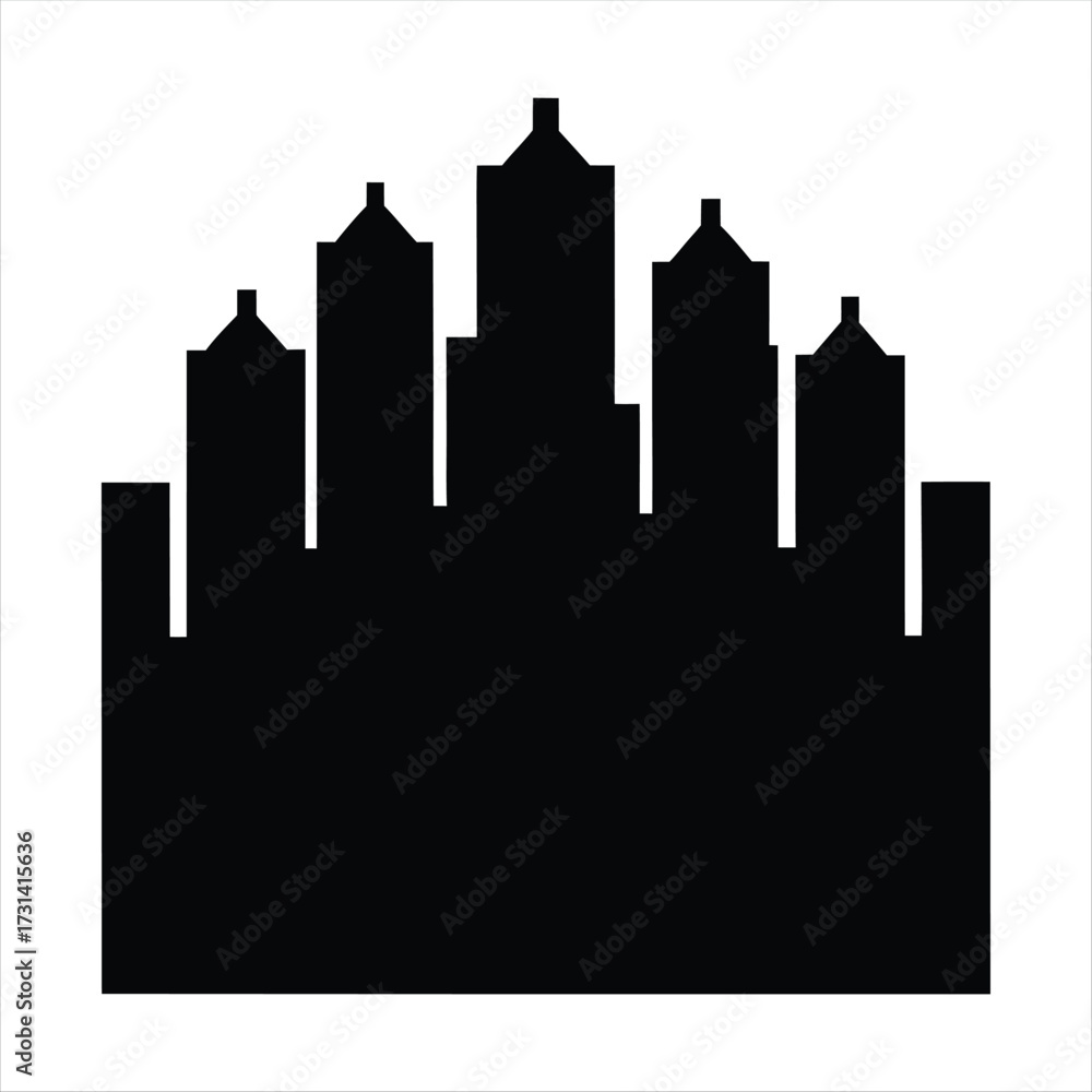 Obraz premium Silhouette of a modern city skyline with various unique building designs