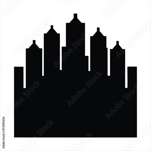 Silhouette of a modern city skyline with various unique building designs