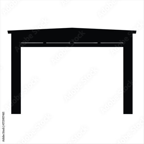 Architectural silhouette of a basic structure, perhaps a carport or open building