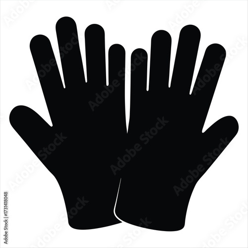 Two Black Glove Silhouettes Side by Side with Fingers Spread Apart