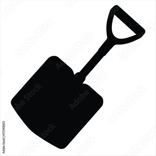 Black silhouette of a spade tool for digging and construction work